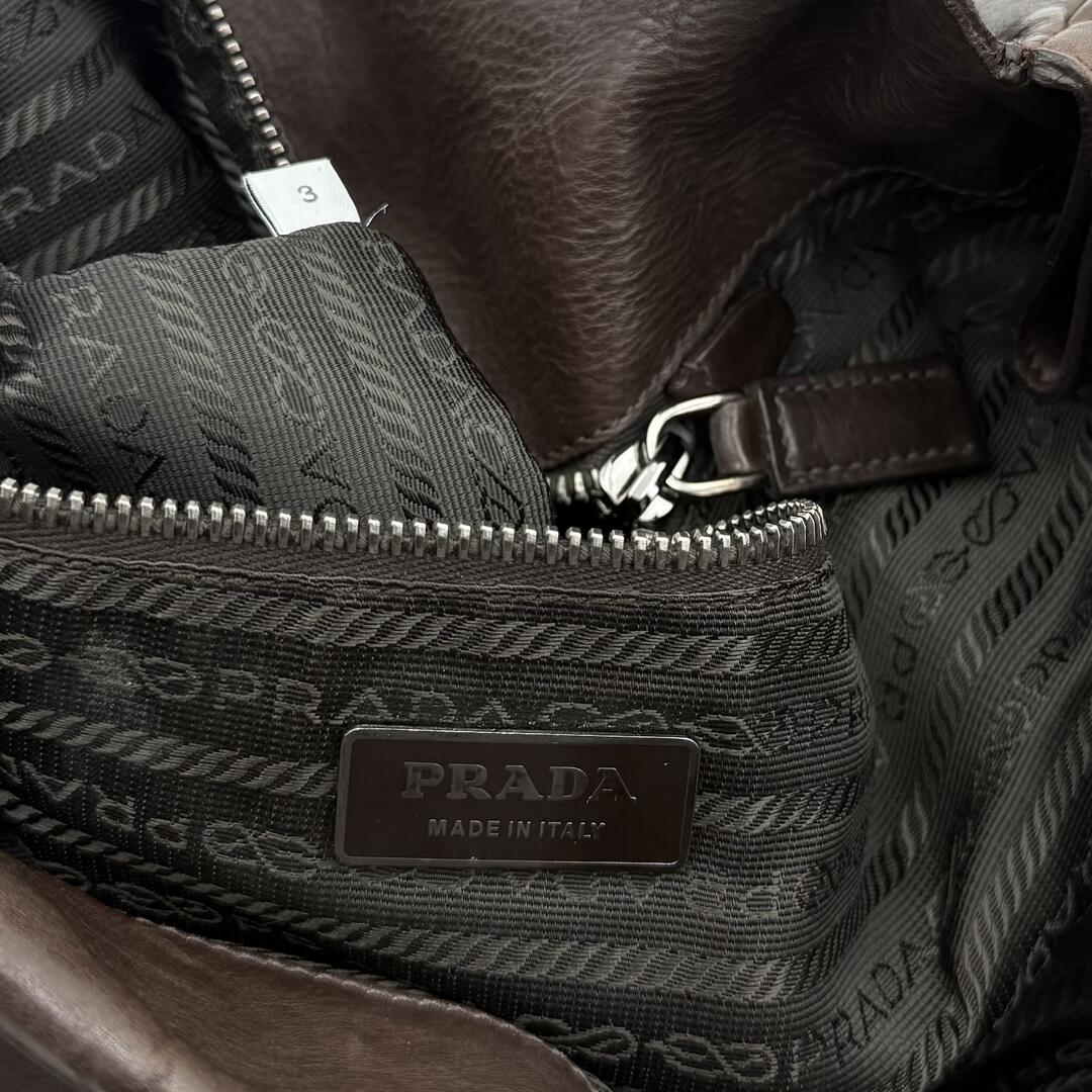 Prada Vitello Easy Leather Brown Shoulder Bag