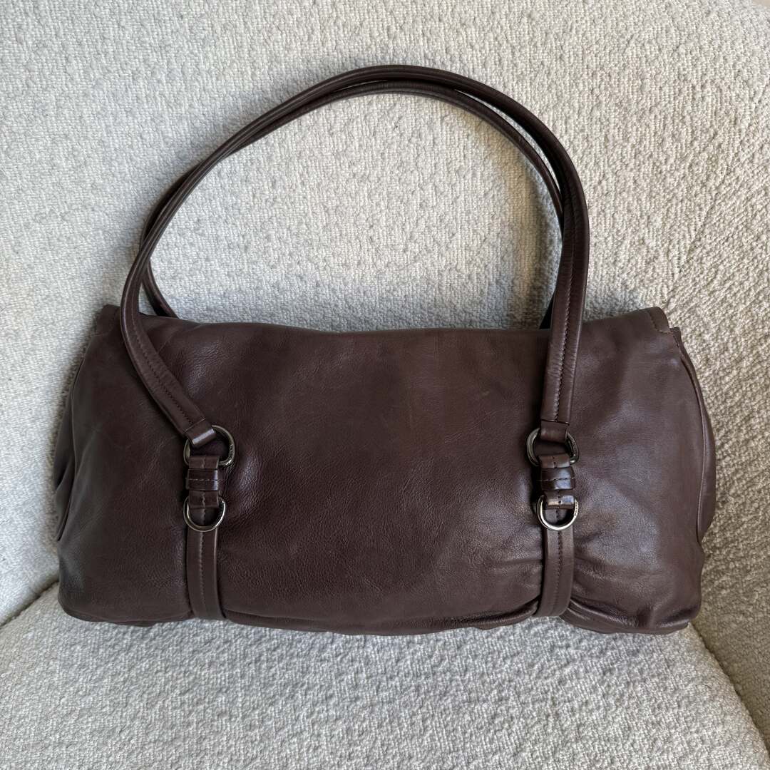 Prada Vitello Easy Leather Brown Shoulder Bag