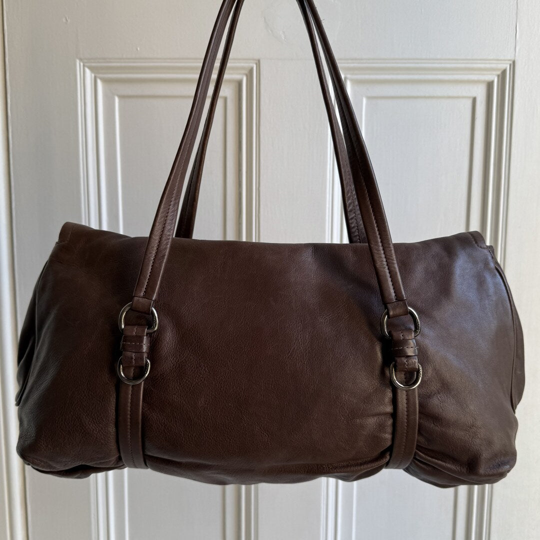 Prada Vitello Easy Leather Brown Shoulder Bag