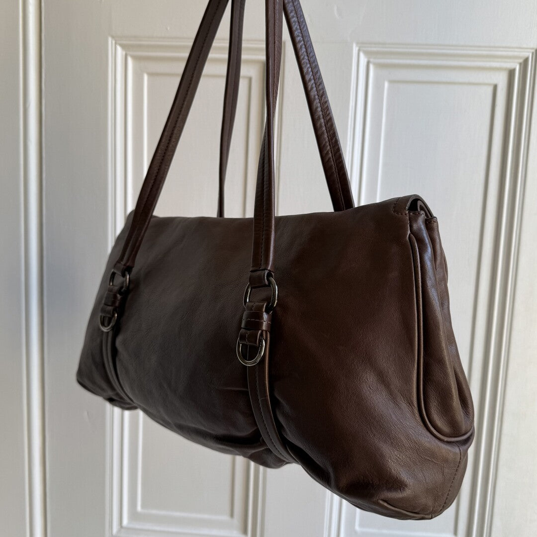 Prada Vitello Easy Leather Brown Shoulder Bag