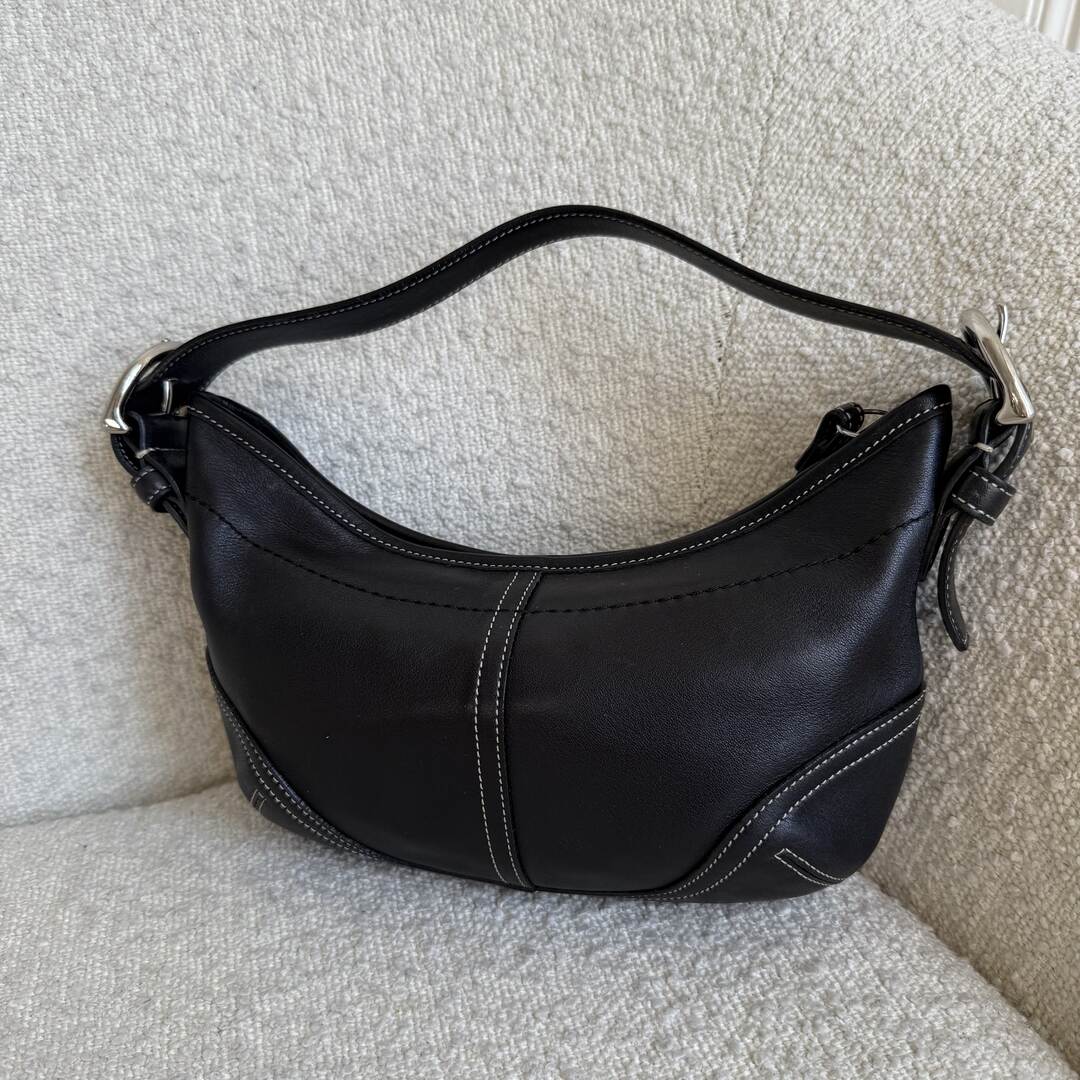 Coach Croissant Leather Black Shoulder Bag