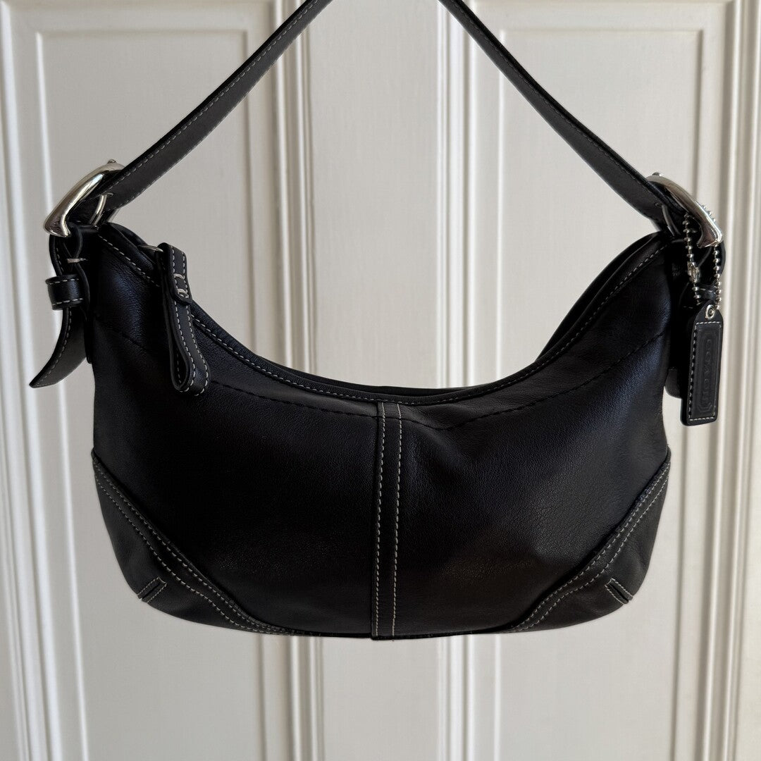 Coach Croissant Leather Black Shoulder Bag