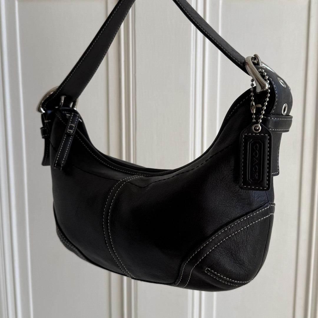 Coach Croissant Leather Black Shoulder Bag