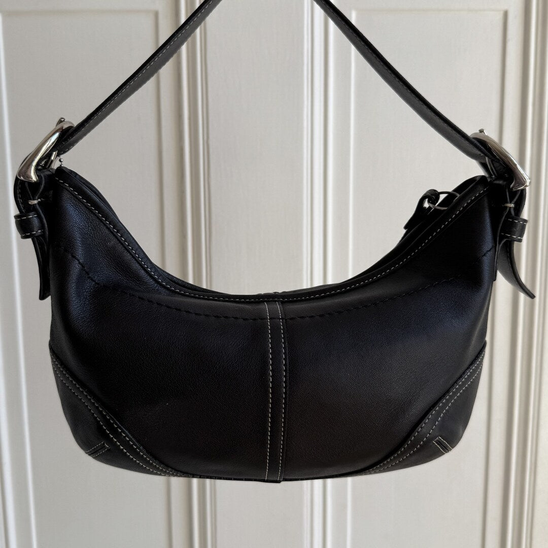 Coach Croissant Leather Black Shoulder Bag
