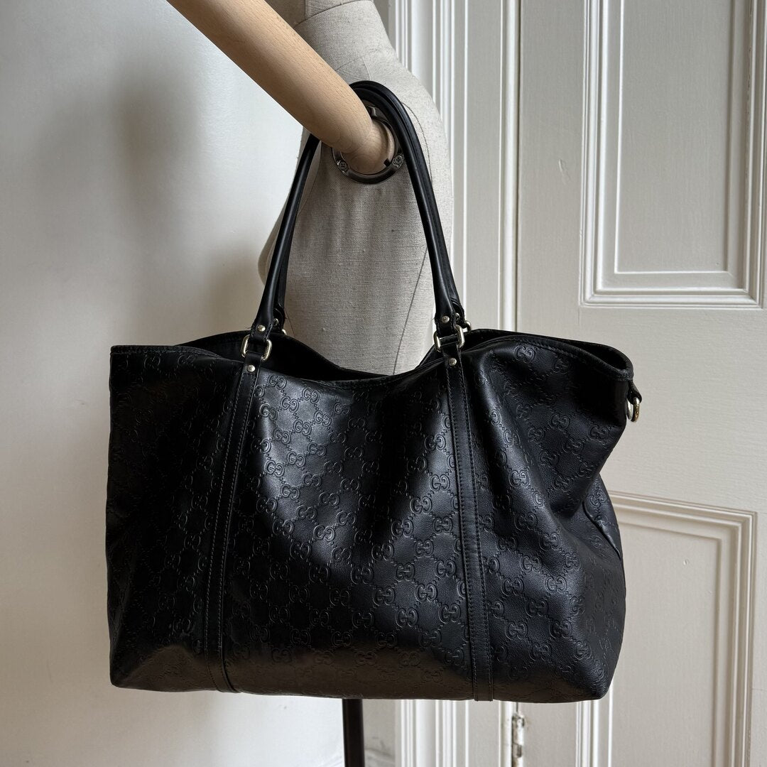 Gucci Guccissima Black Leather Tote Bag