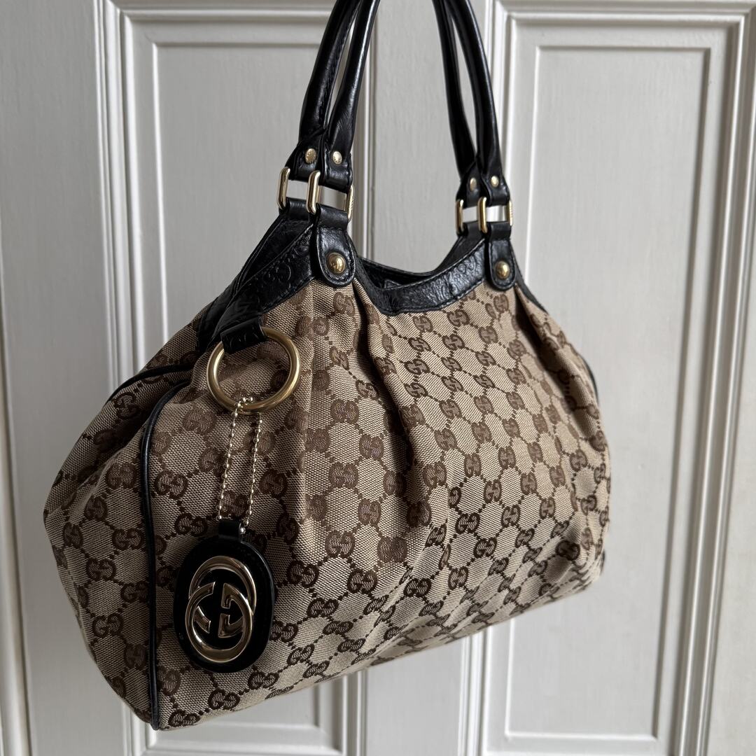 Gucci Monogram Sukey Black Tote Bag