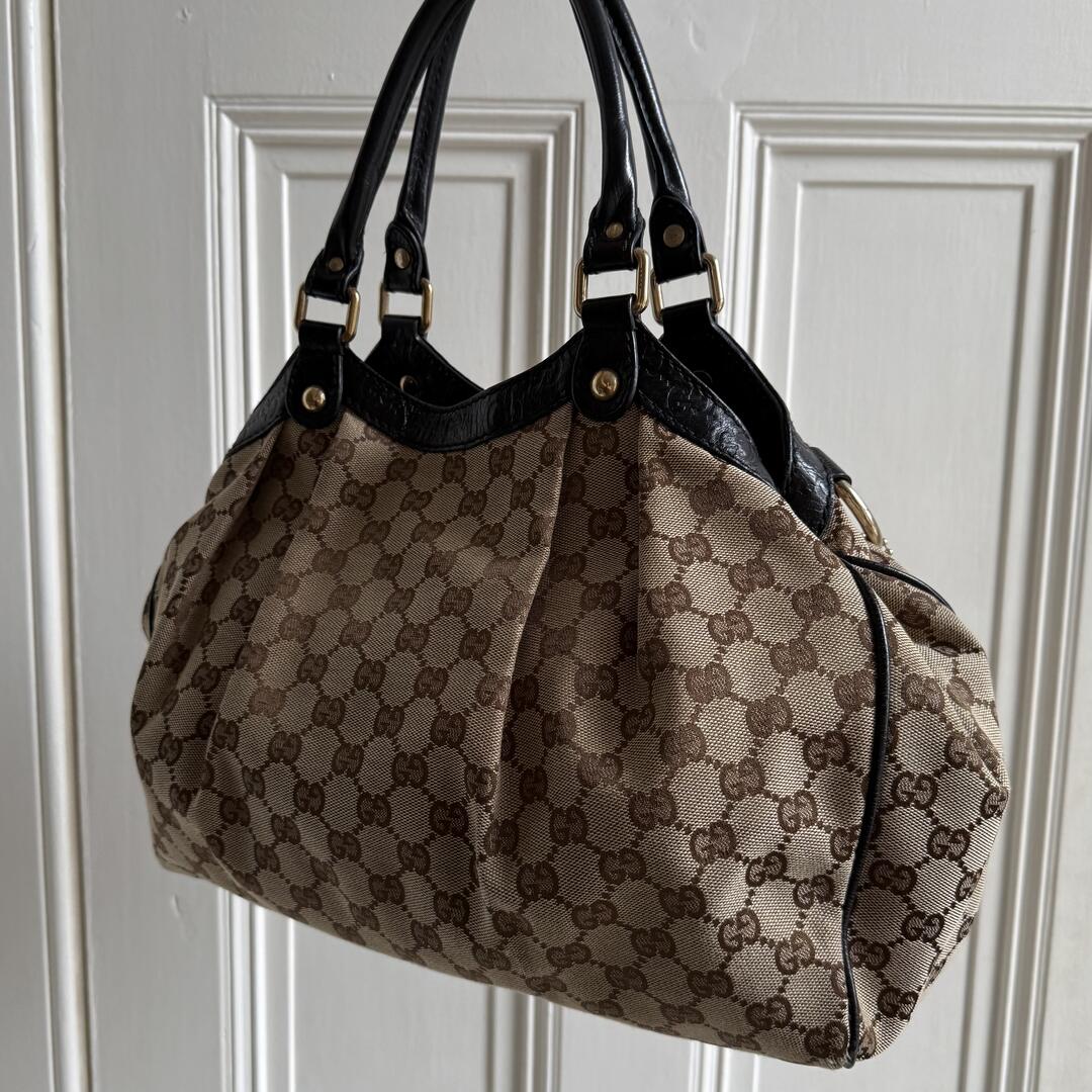 Gucci Monogram Sukey Black Tote Bag