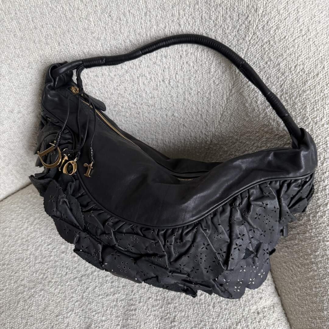 Dior Gypsy Hobo Leather Black Shoulder Bag