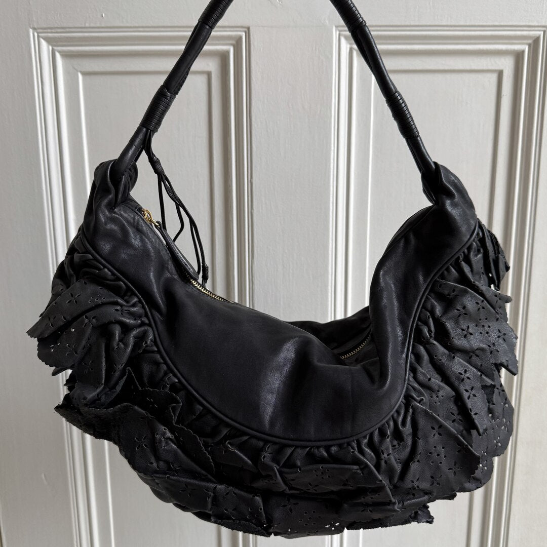 Dior Gypsy Hobo Leather Black Shoulder Bag