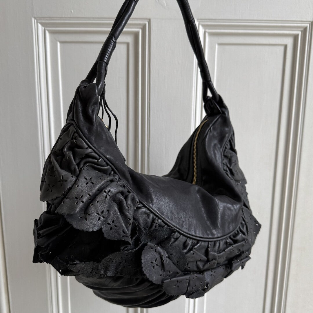 Dior Gypsy Hobo Leather Black Shoulder Bag