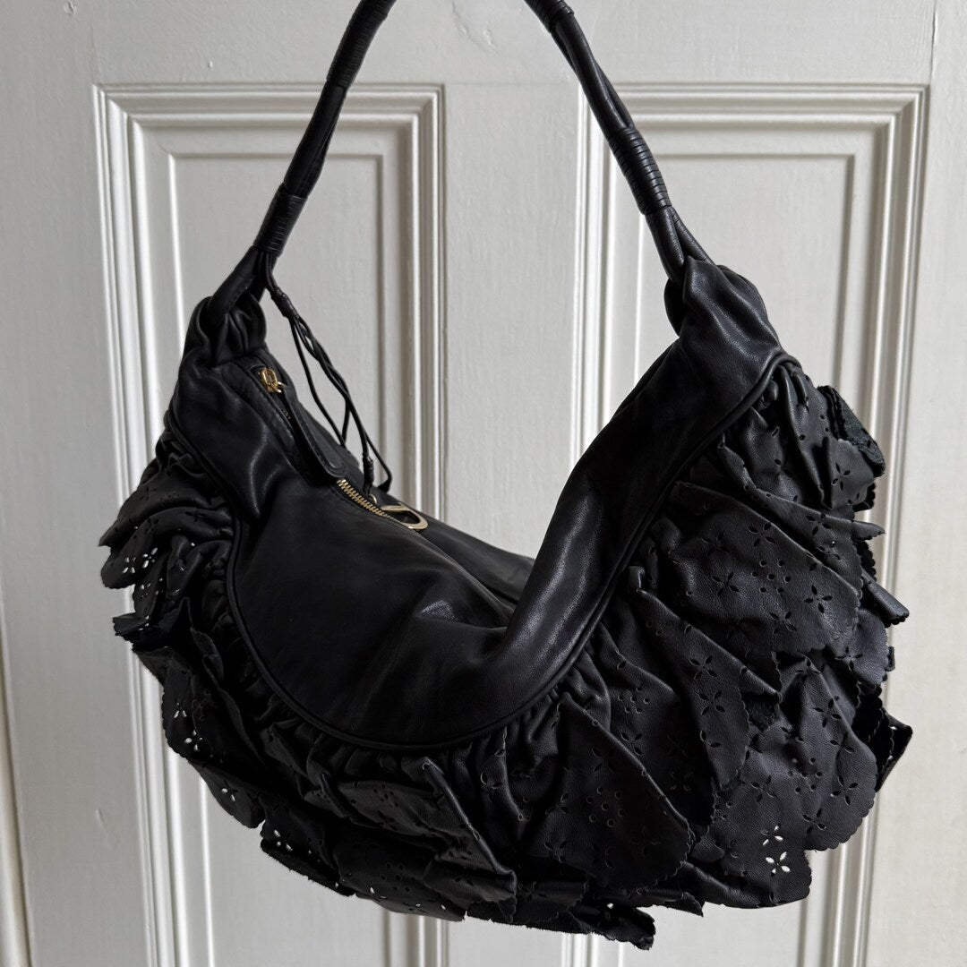 Dior Gypsy Hobo Leather Black Shoulder Bag