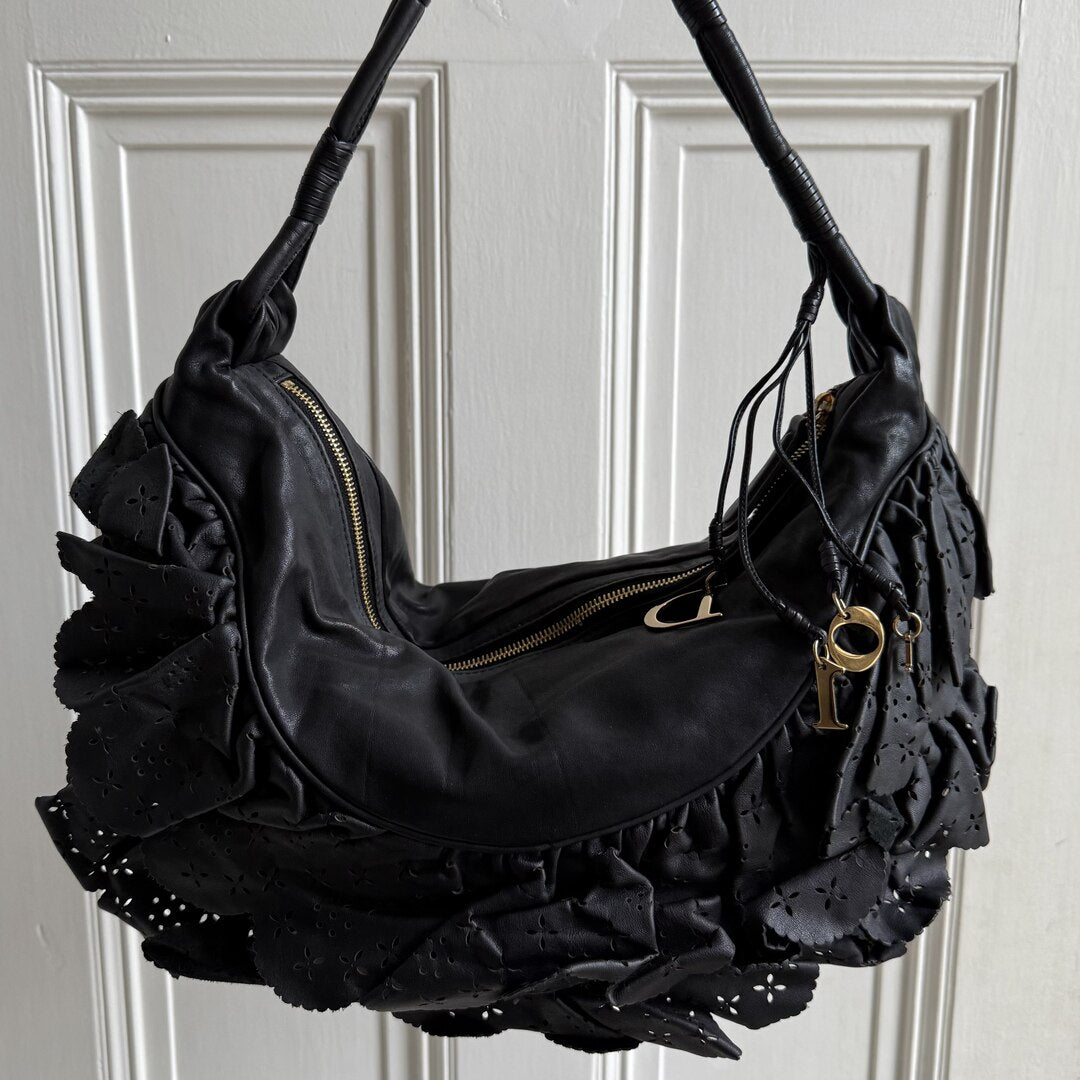 Dior Gypsy Hobo Leather Black Shoulder Bag