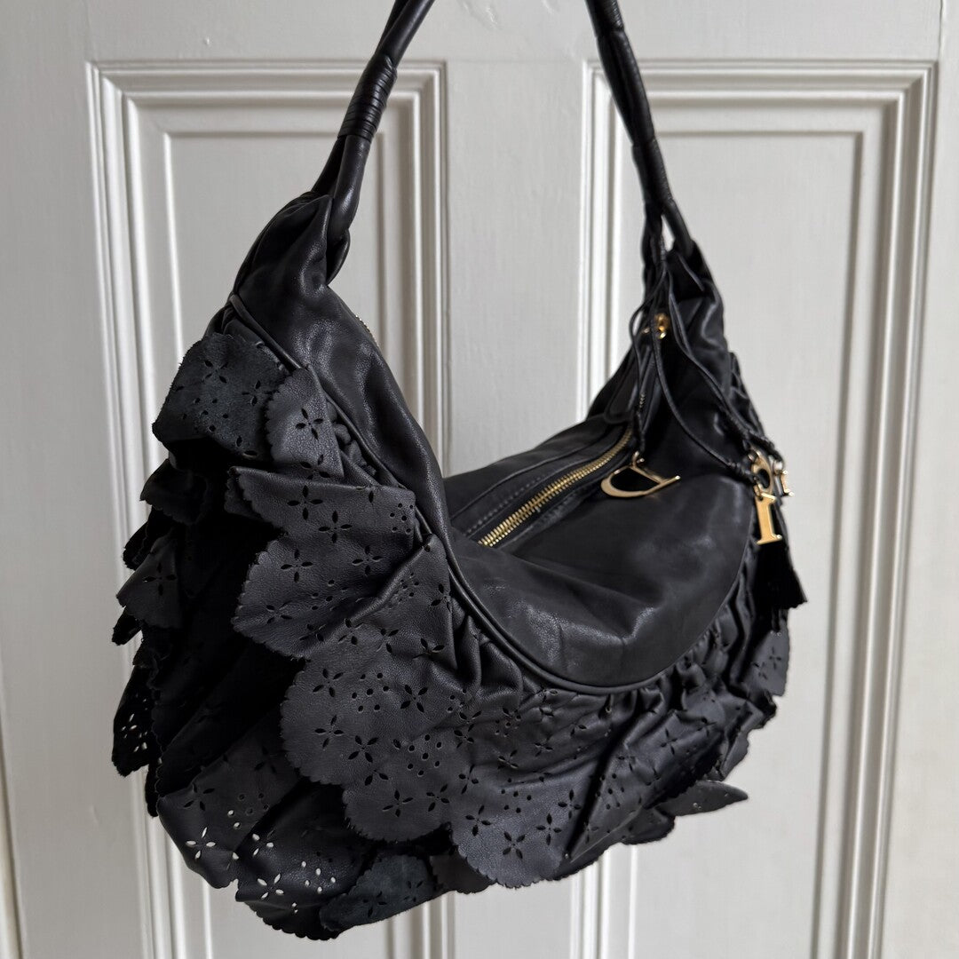 Dior Gypsy Hobo Leather Black Shoulder Bag