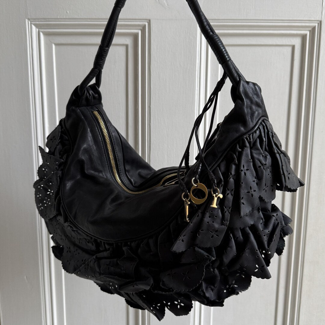 Dior Gypsy Hobo Leather Black Shoulder Bag