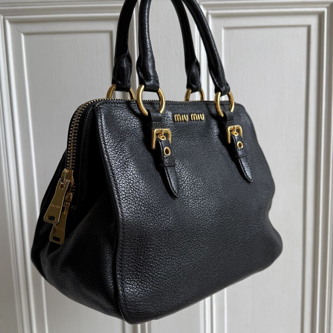 Miu Miu Madras Leather Black Handbag
