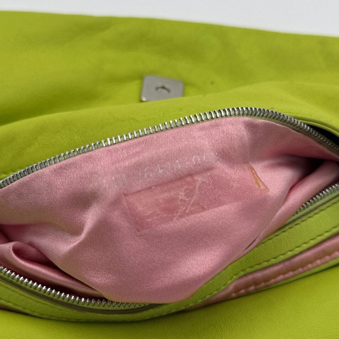 Fendi Mamma Baguette Green Leather Shoulder Bag