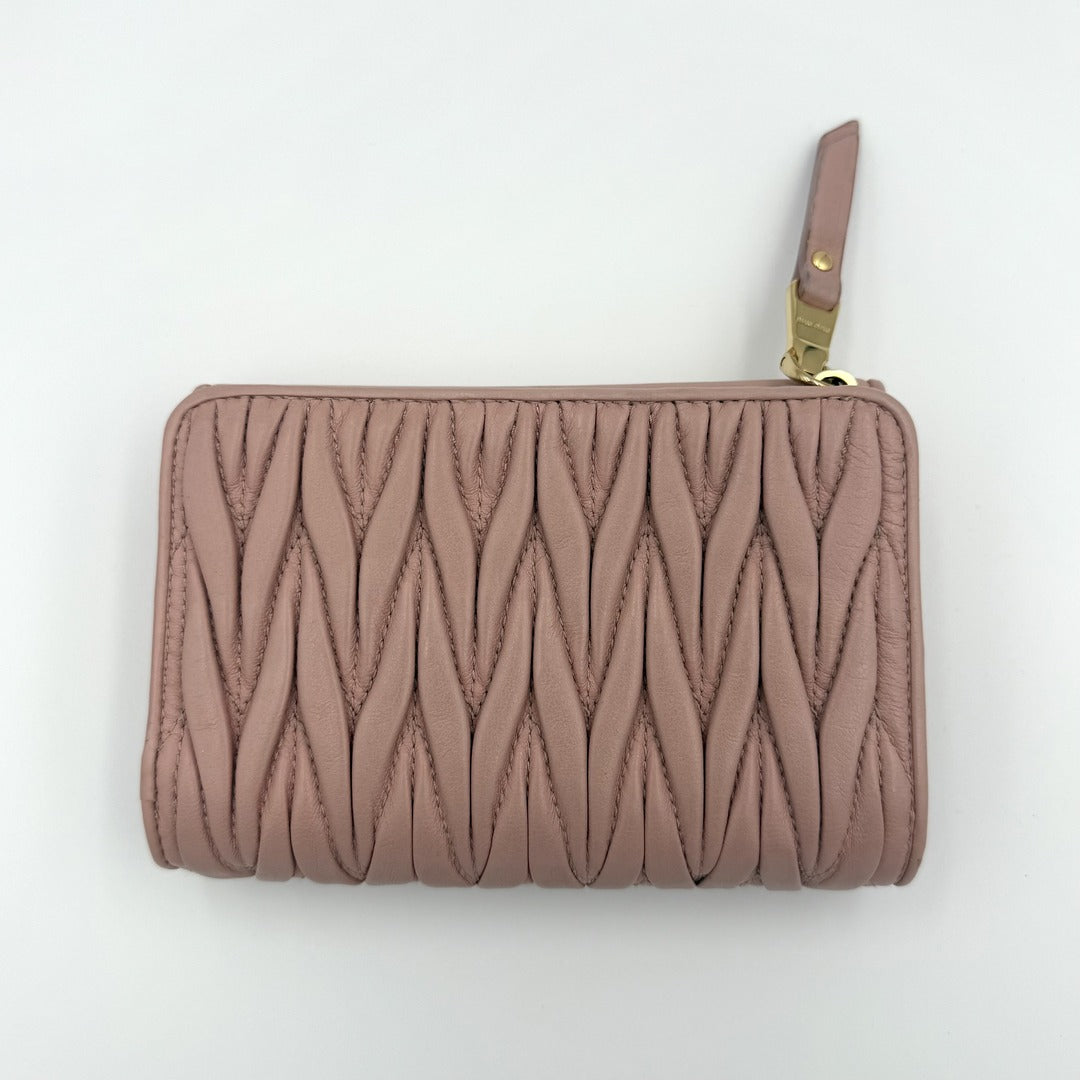 Miu Miu Matelasse Leather Pink Wallet