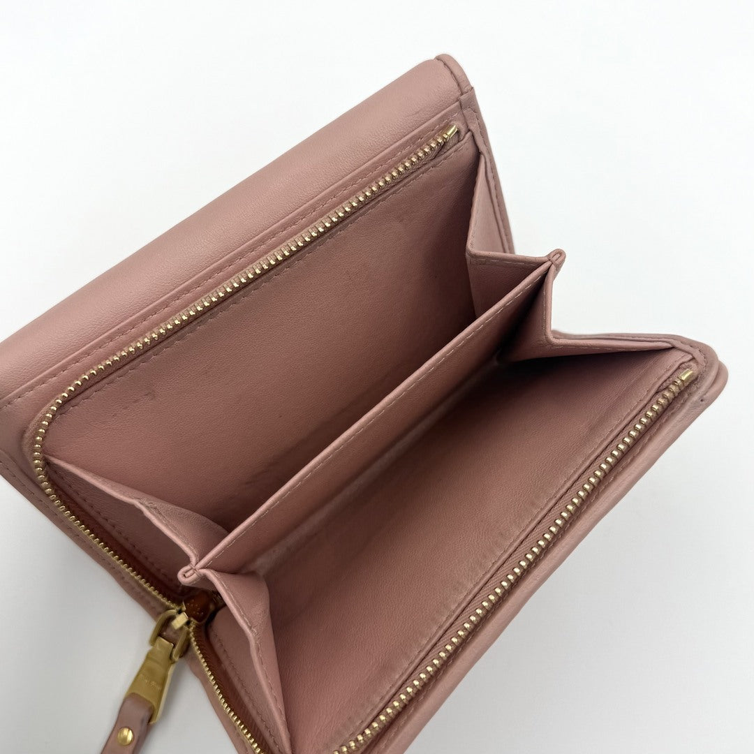 Miu Miu Matelasse Leather Pink Wallet