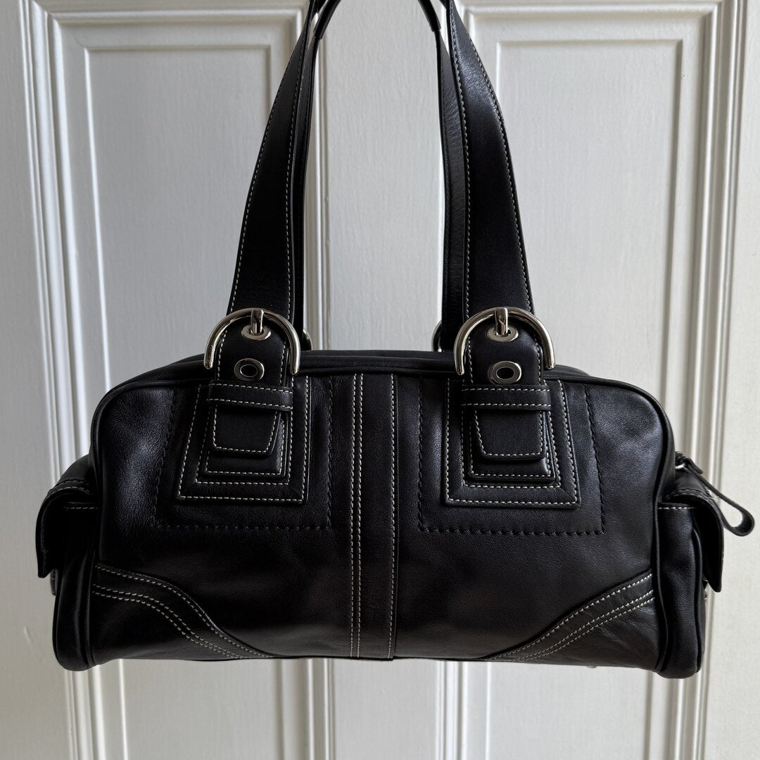 Coach Boston Leather Black Shoulder Bag