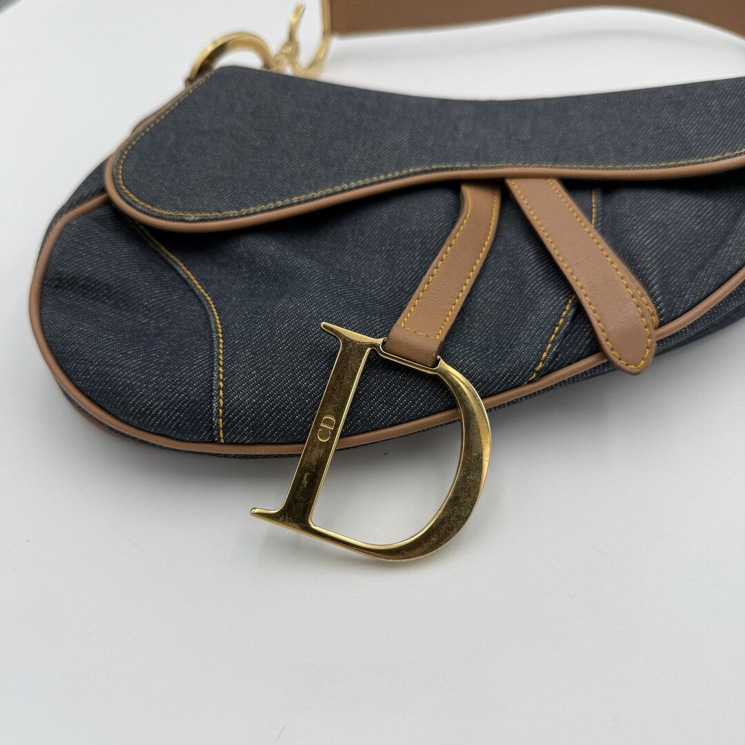 2002 Dior Saddle Denim Blue Handbag