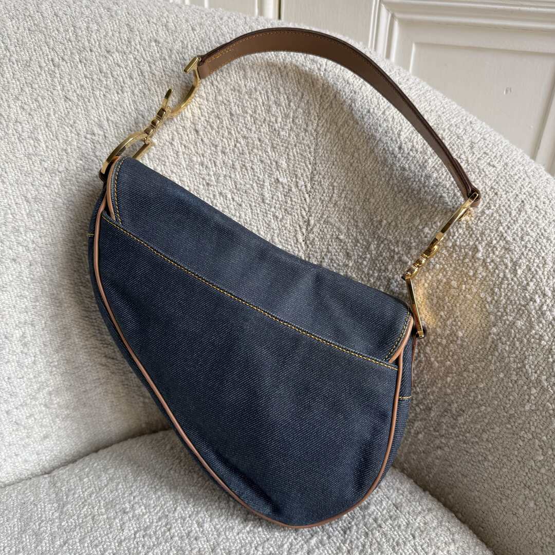 2002 Dior Saddle Denim Blue Handbag
