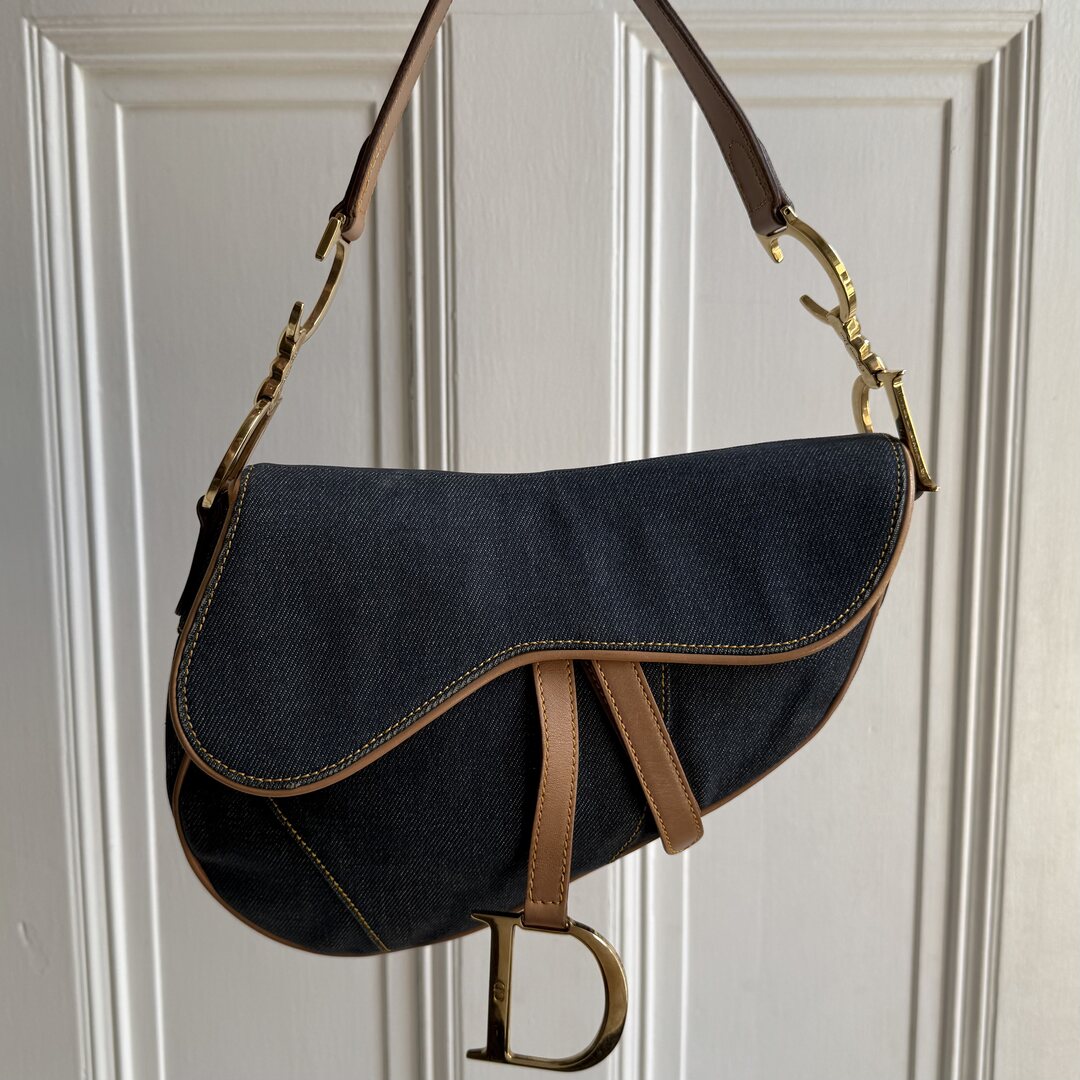 2002 Dior Saddle Denim Blue Handbag