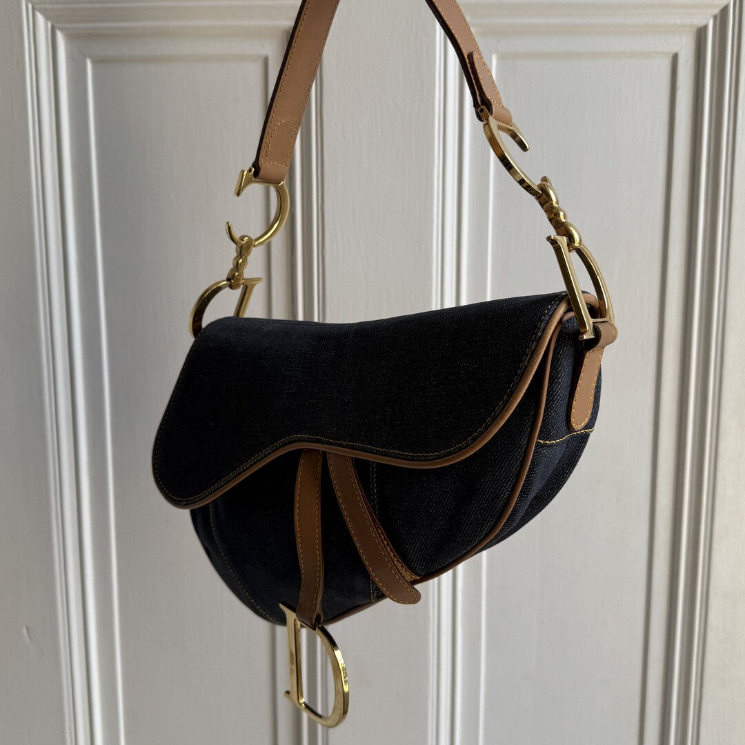 2002 Dior Saddle Denim Blue Handbag