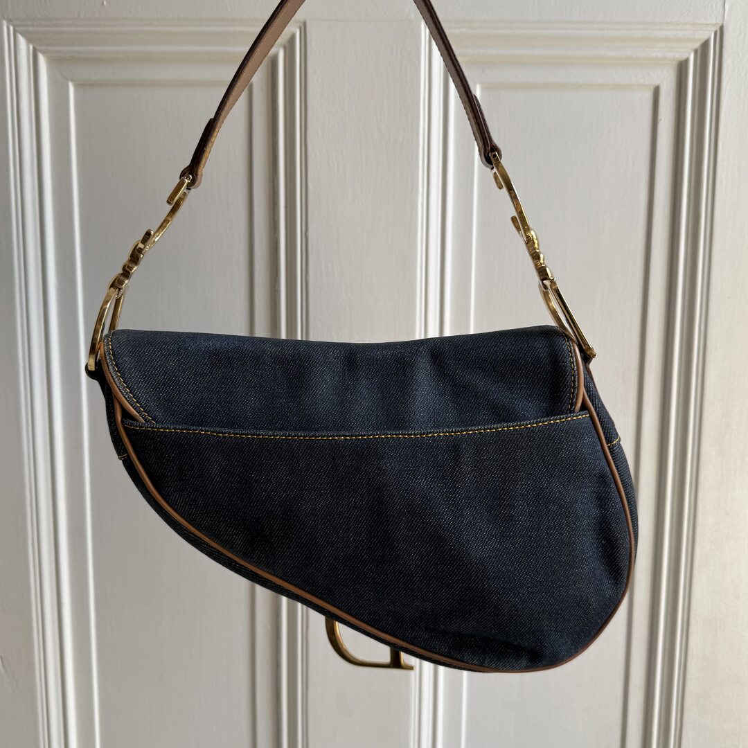 2002 Dior Saddle Denim Blue Handbag