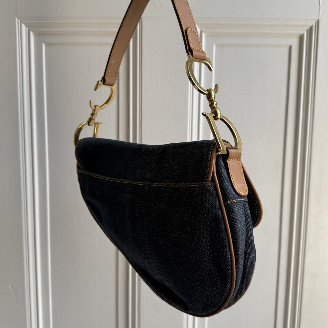 2002 Dior Saddle Denim Blue Handbag