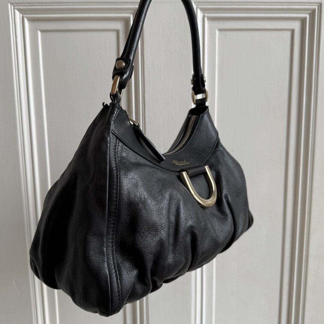 Gucci Abbey Leather Black Shoulder Bag