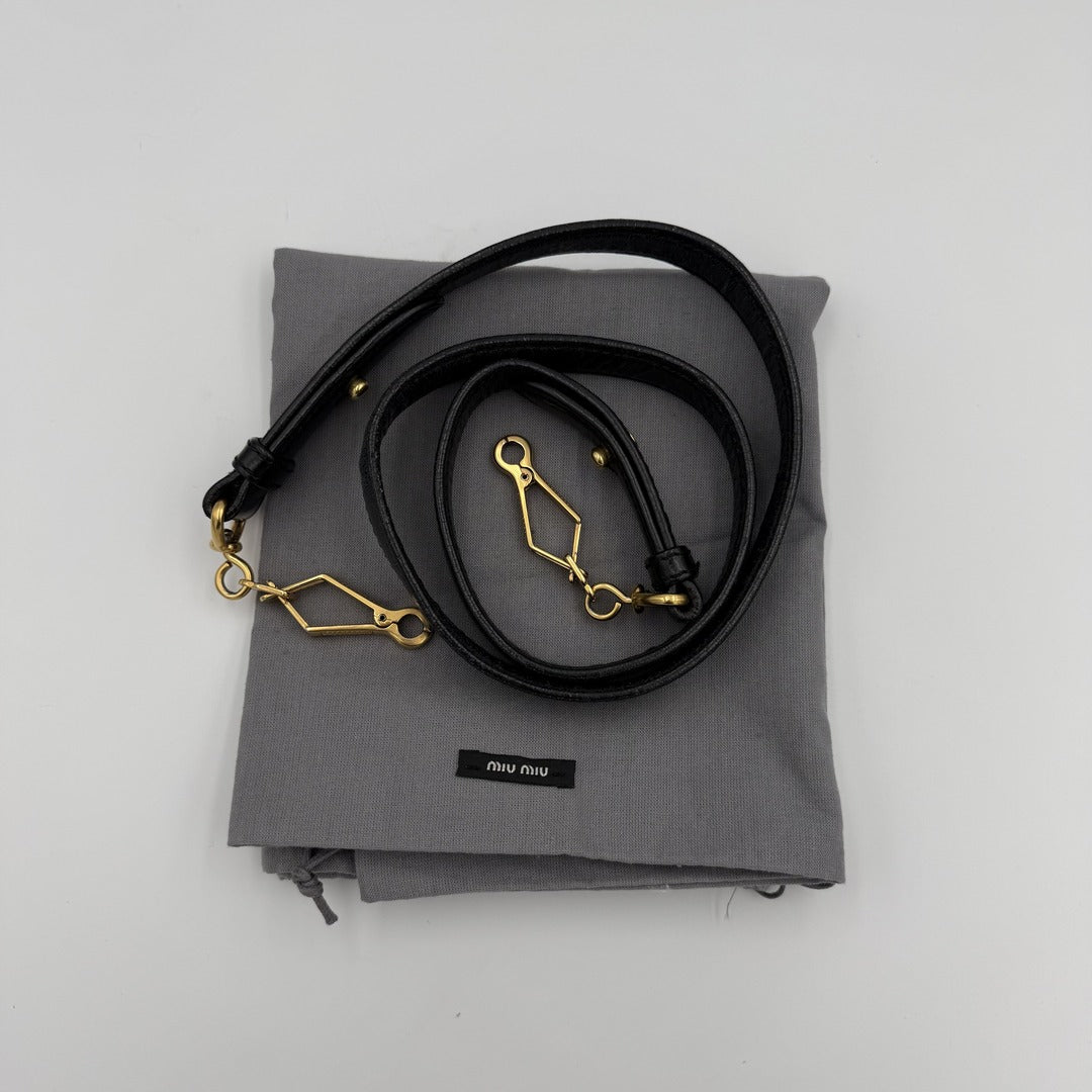 Miu Miu Vitello Black Leather Handbag