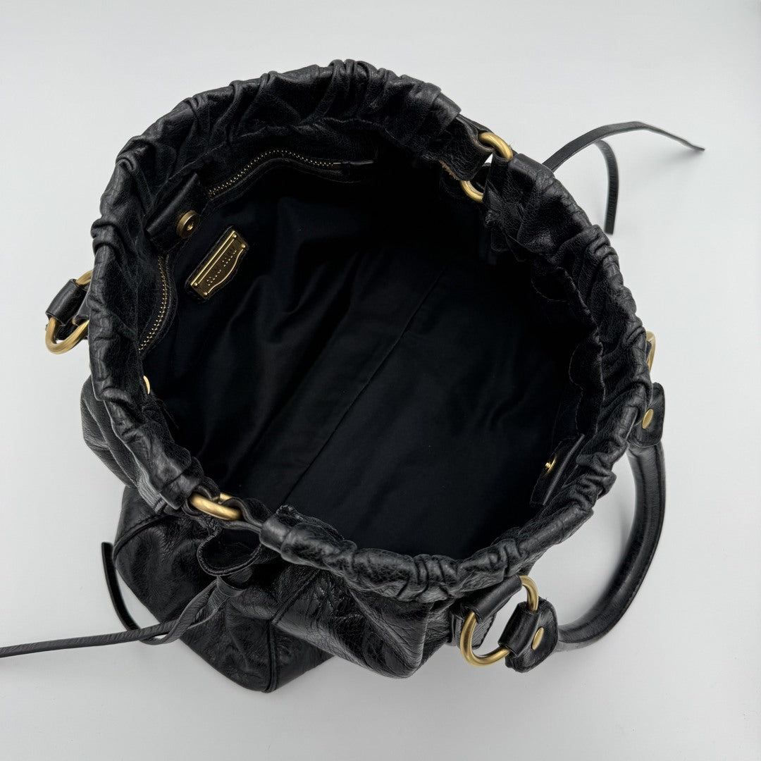 Miu Miu Vitello Black Leather Handbag