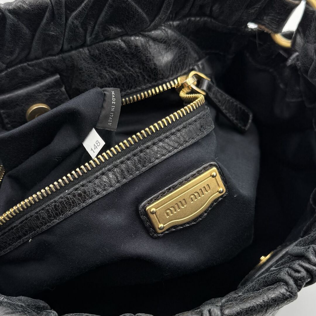 Miu Miu Vitello Black Leather Handbag