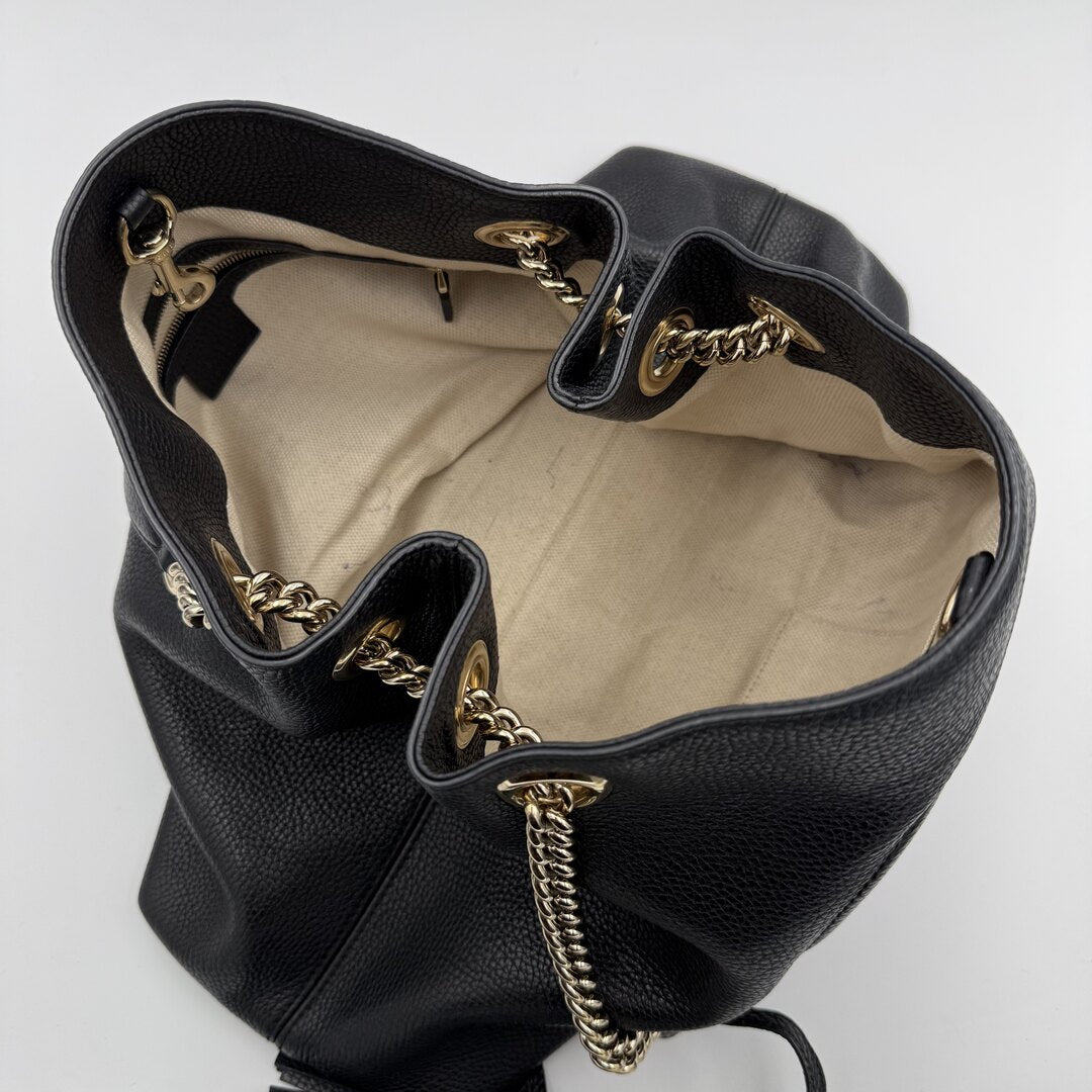 Gucci Soho Chain Leather Black Tote Bag