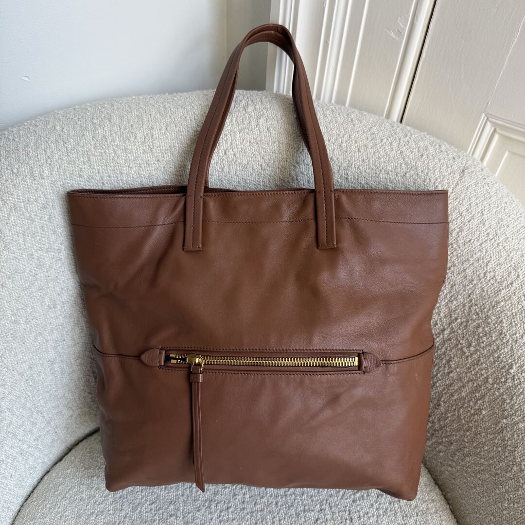 Miu Miu Vitello Brown Leather Tote Bag