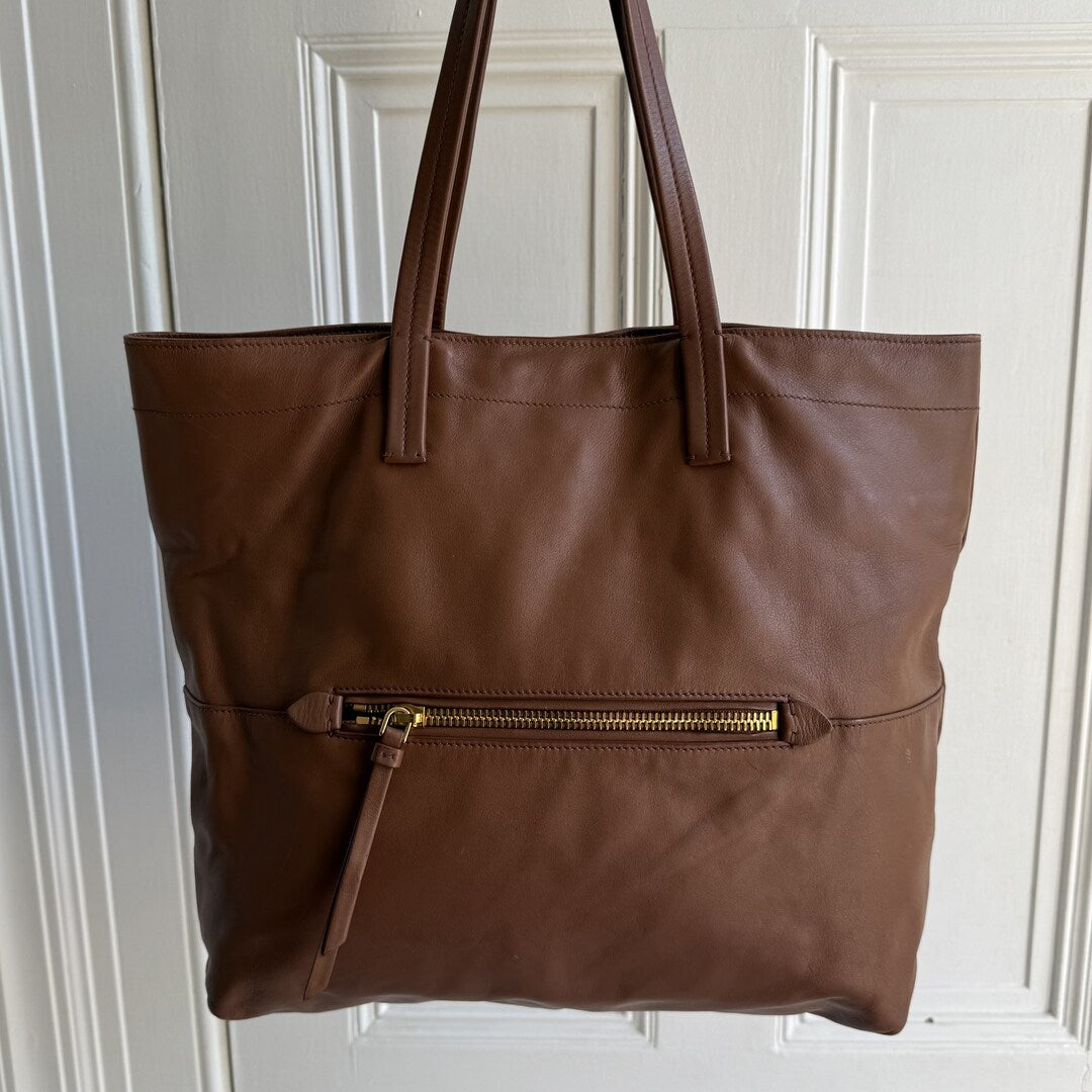 Miu Miu Vitello Brown Leather Tote Bag