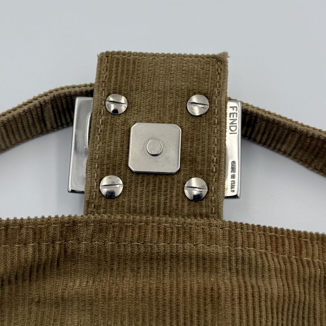 Fendi Mamma Baguette Corduroy Brown Shoulder Bag