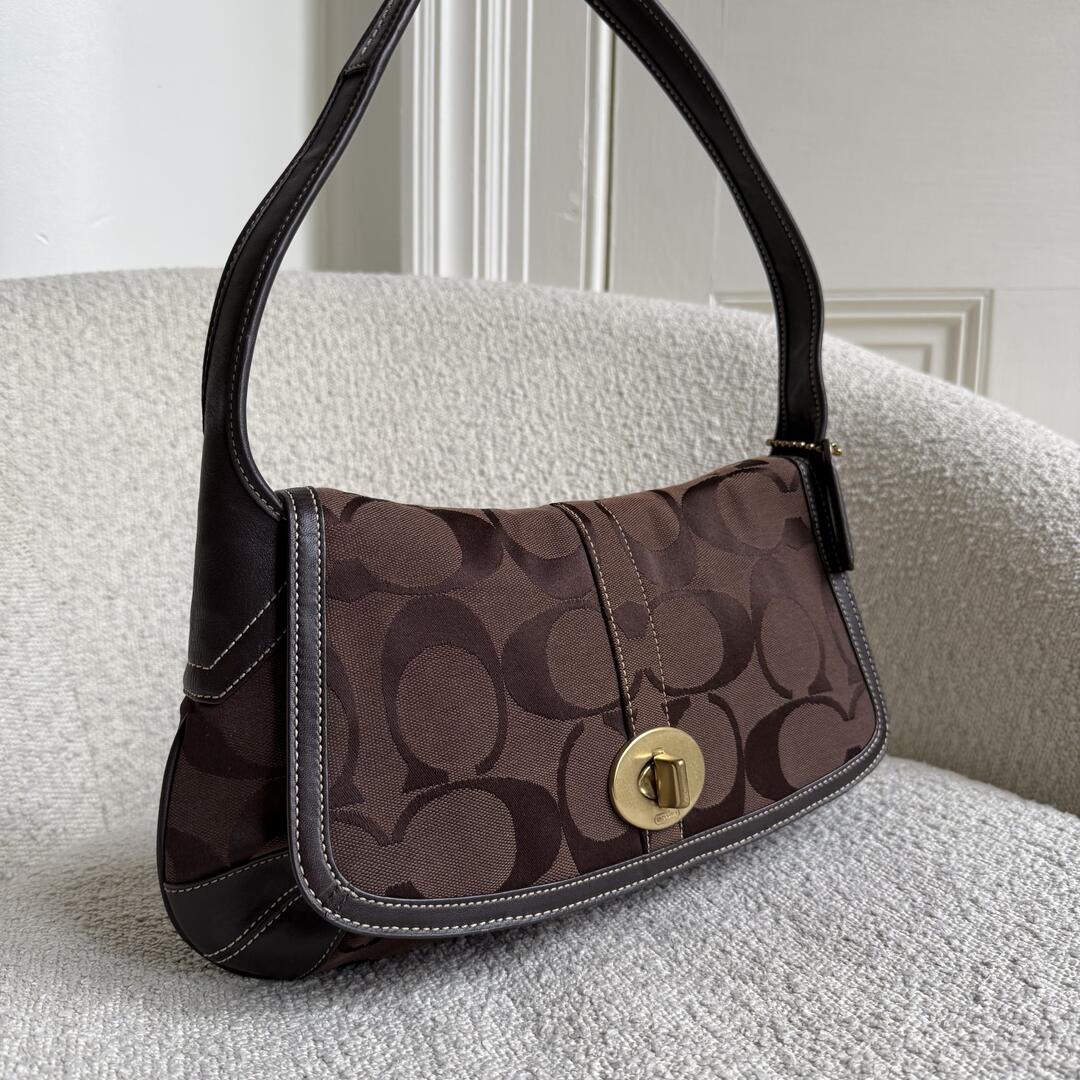 Coach Signature Ergo Flap Brown Shoulder Bag
