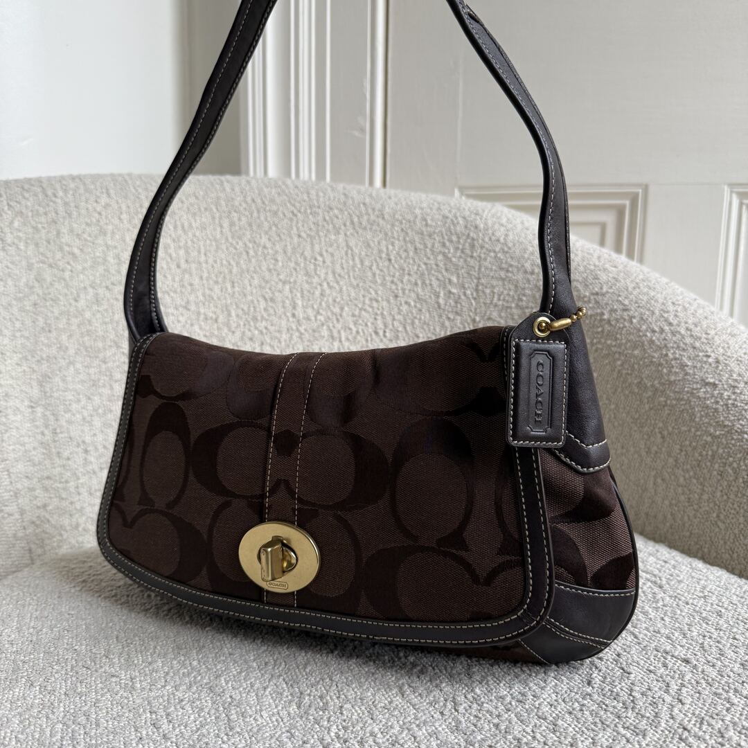 Coach Signature Ergo Flap Brown Shoulder Bag