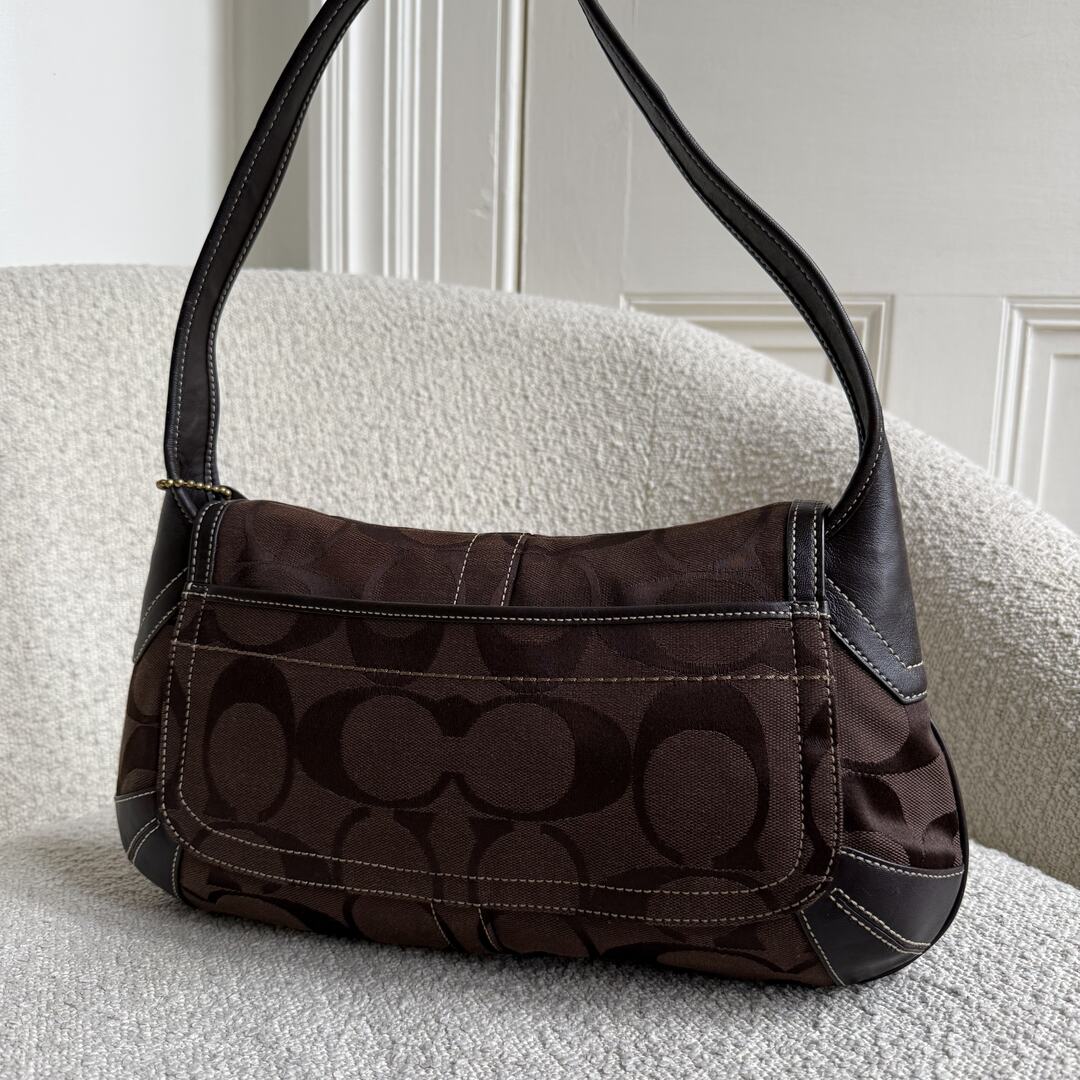 Coach Signature Ergo Flap Brown Shoulder Bag