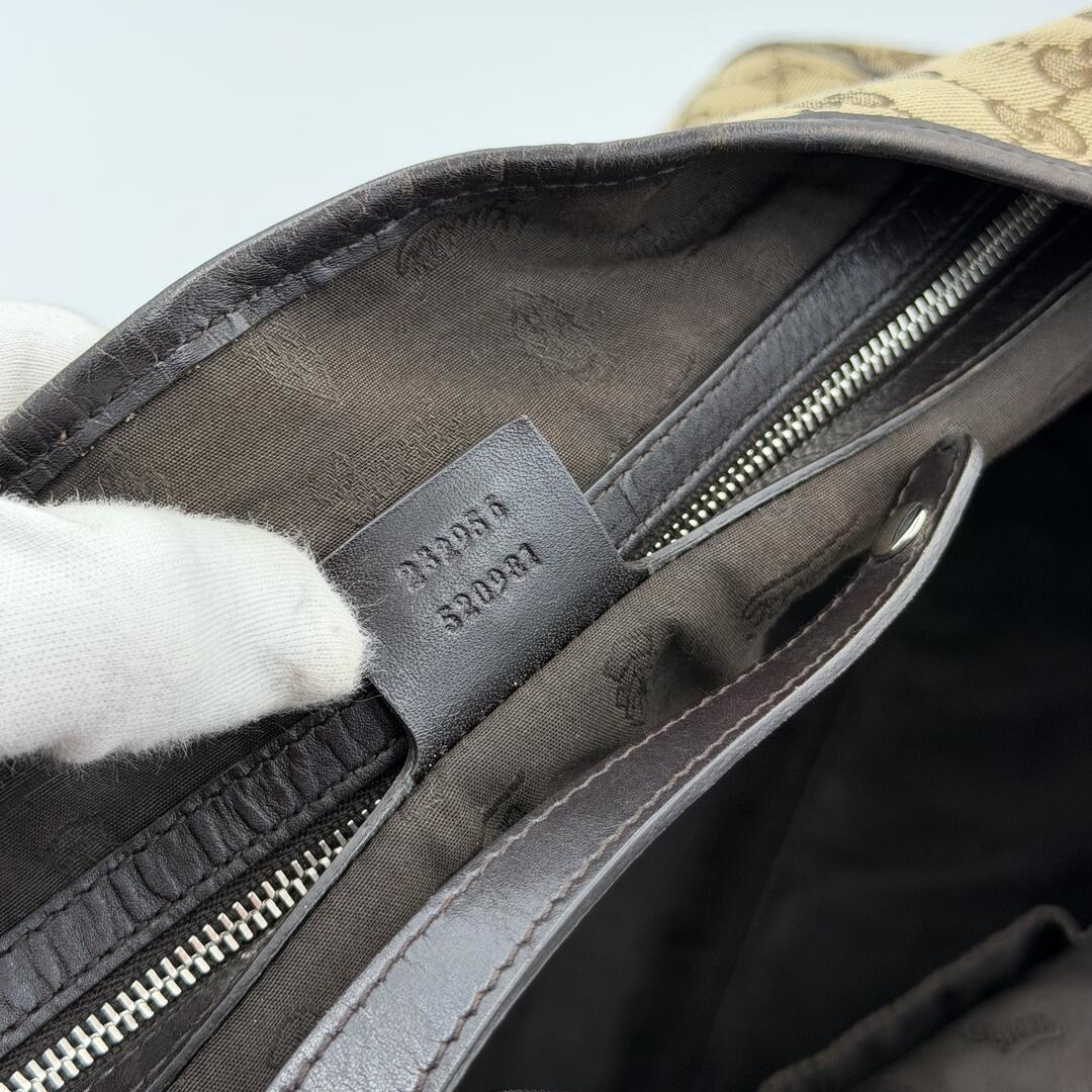 Gucci GG Canvas Twins Black Leather Tote Bag