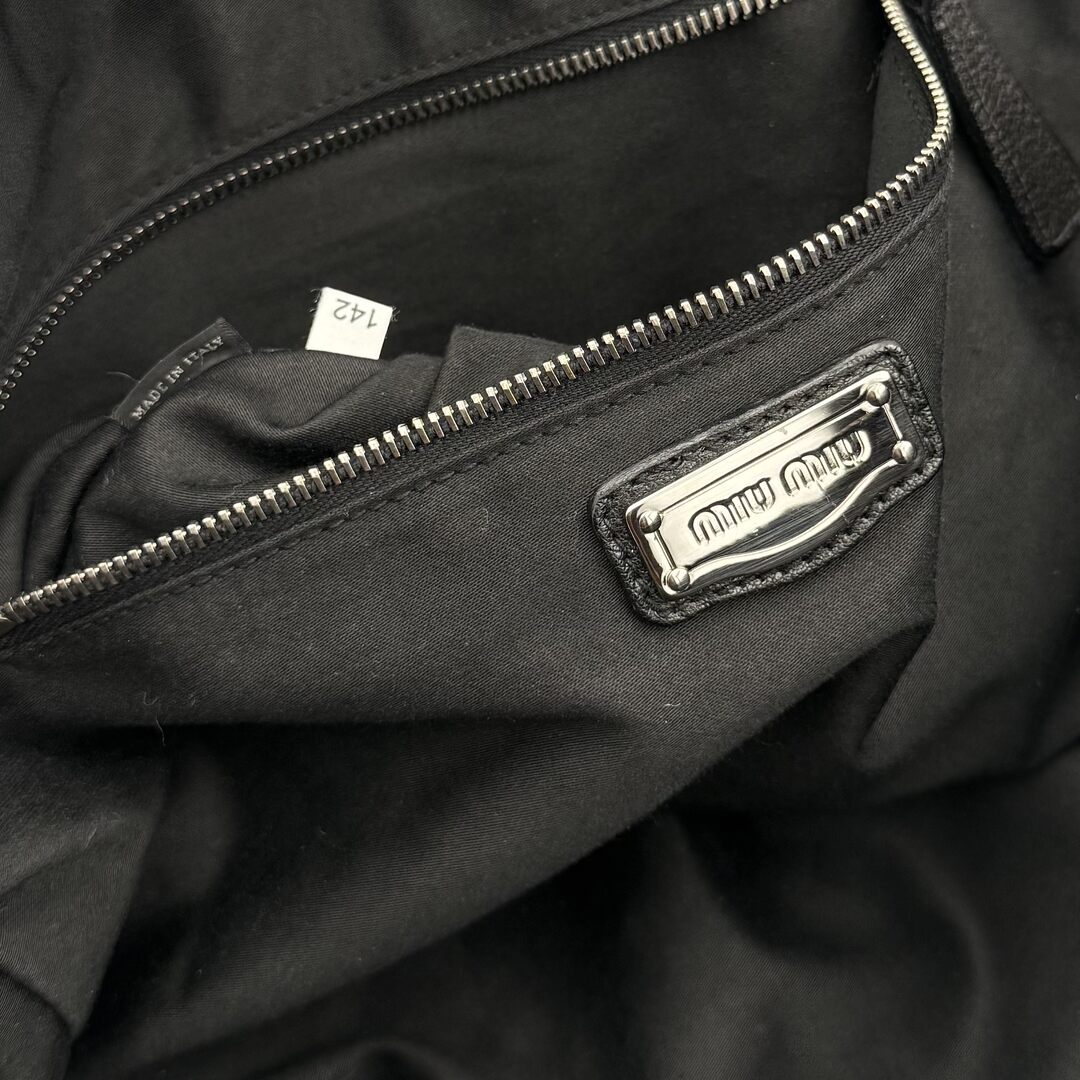 Archive Miu Miu Black Leather Flower Shoulder Bag