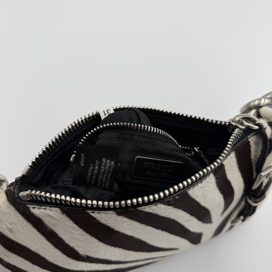 Rare Prada Zebra Pony Hair Shoulder Bag