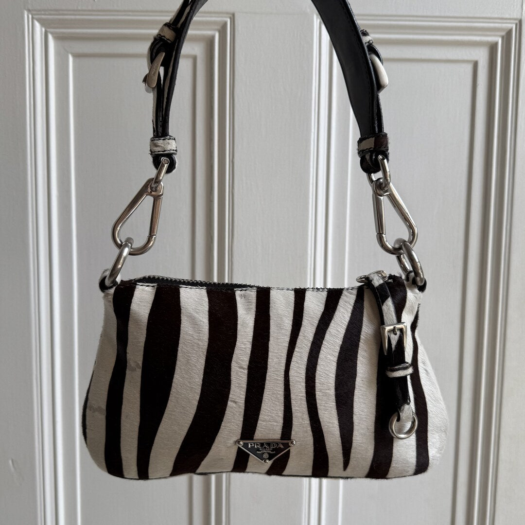 Rare Prada Zebra Pony Hair Shoulder Bag