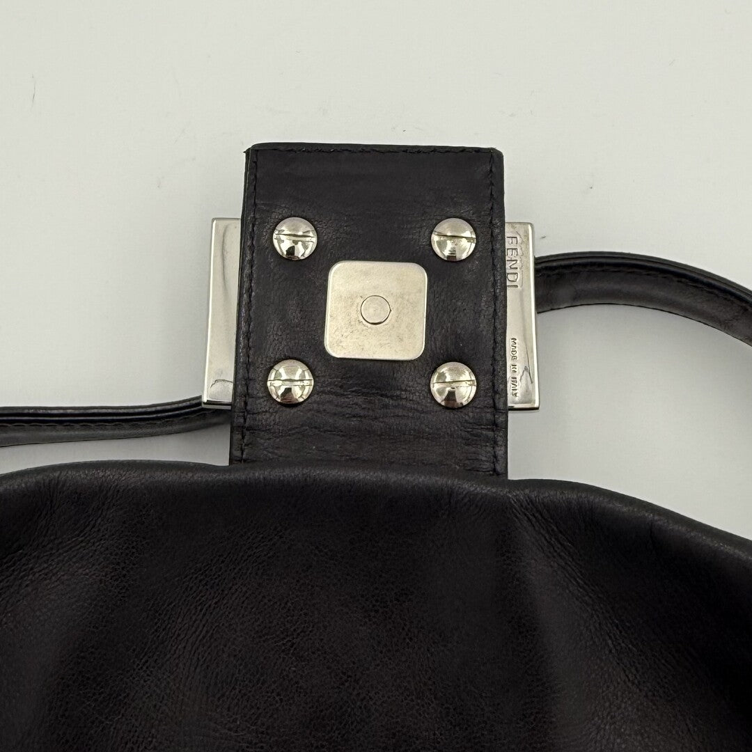 Fendi Mamma Baguette Black Leather Shoulder Bag