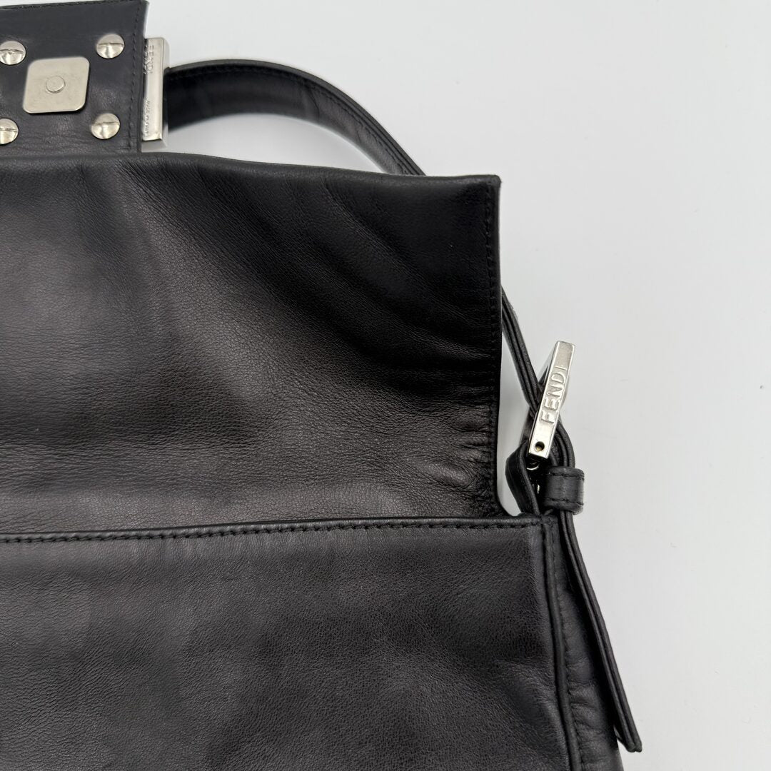 Fendi Mamma Baguette Black Leather Shoulder Bag