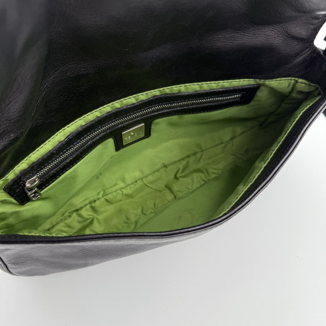 Fendi Mamma Baguette Black Leather Shoulder Bag