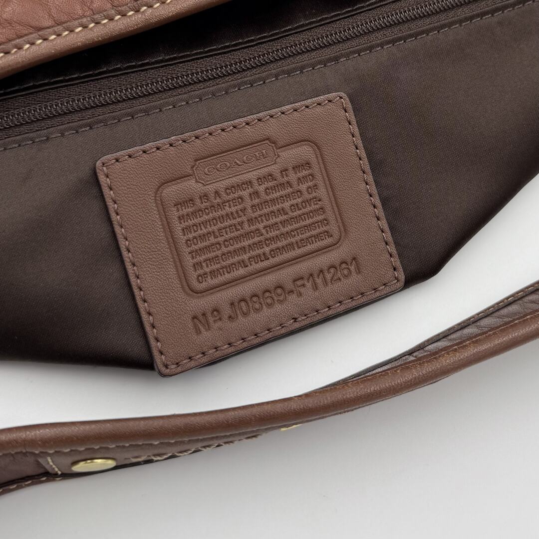 Coach Buckle Leather Brown Shoulder Bag