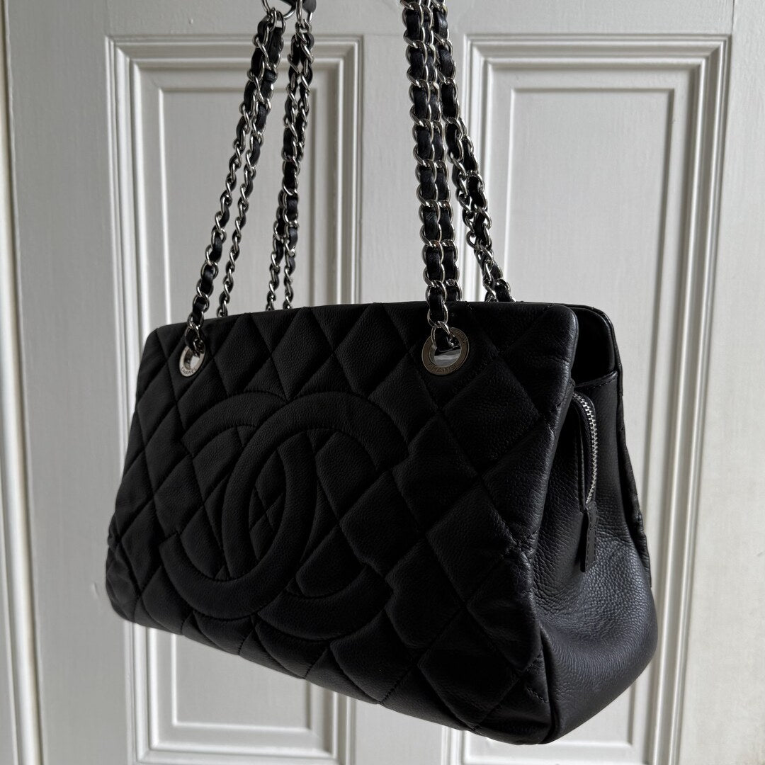 2011 Chanel CC Matelasse Timeless Black Chain Shoulder Bag