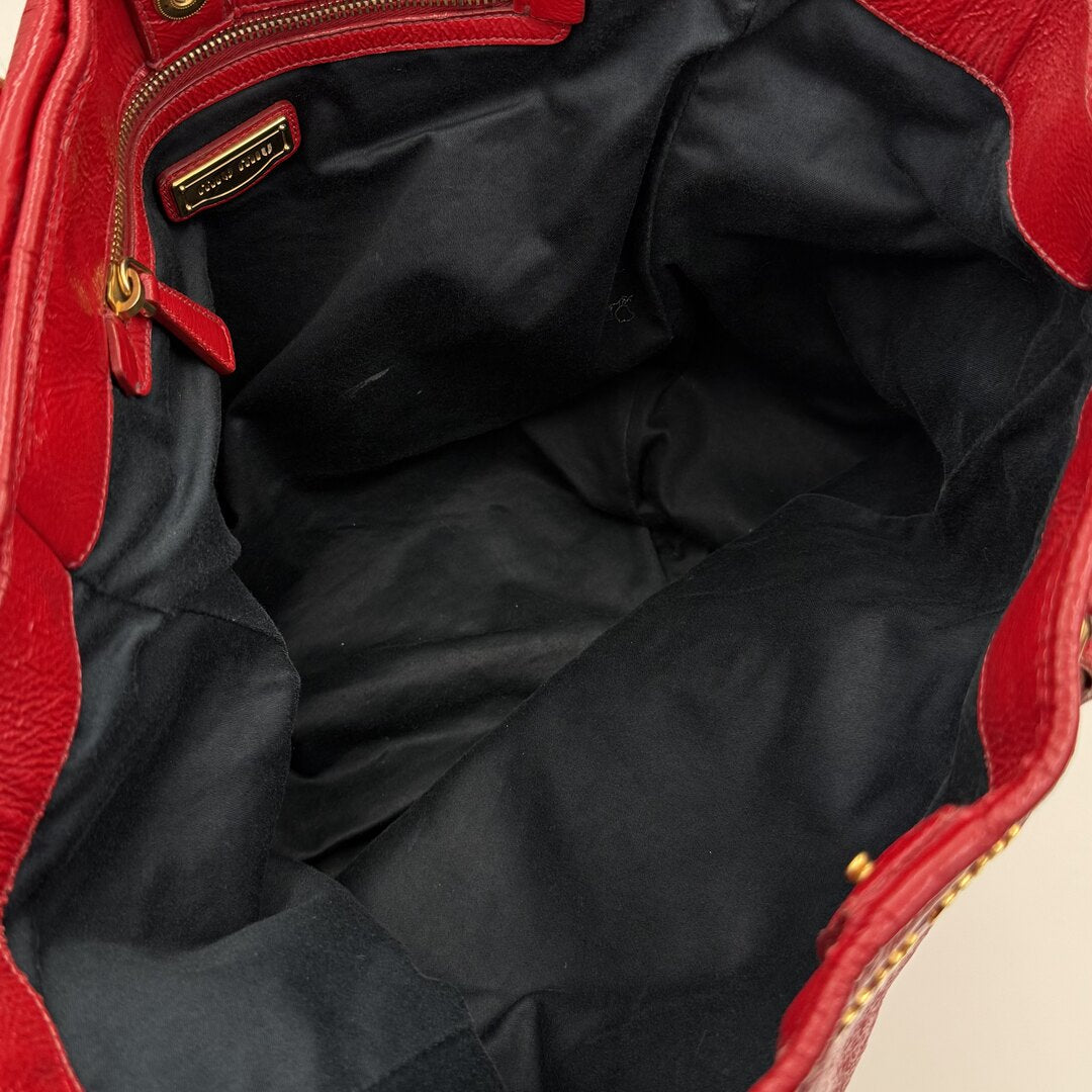 Miu Miu Leather Red Tote Bag